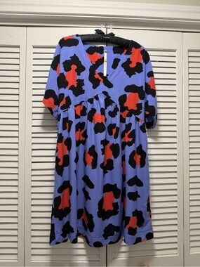 Uncle Frank Rayon dress blue abstract Print